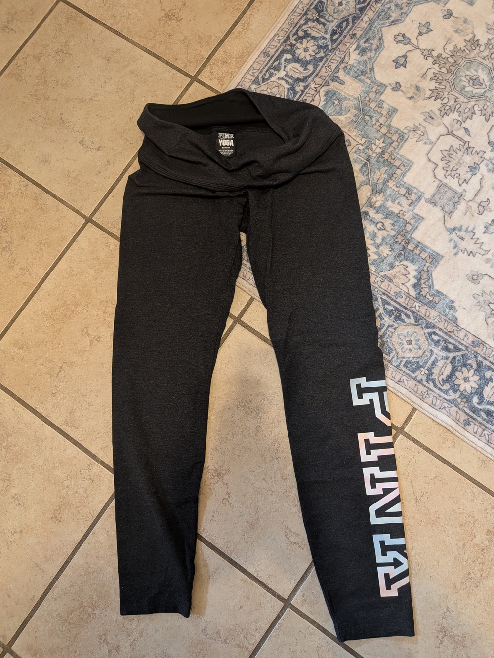 PINK Victoria's Secret Black Yoga Leggings with Logo Waist Tag
